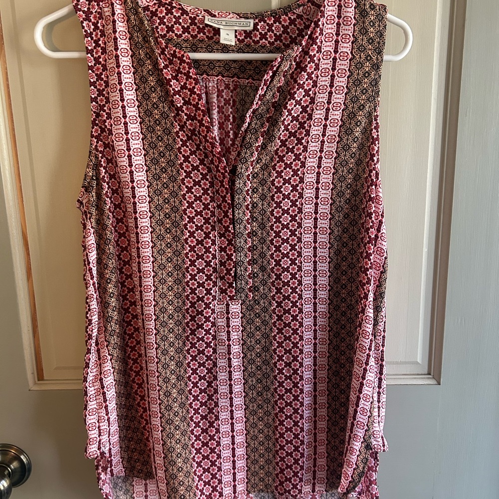 Dana Buchman Pink and Brown Patterned Blouse